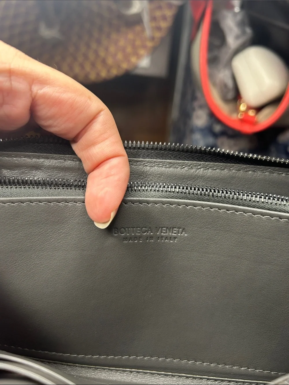 Bottega Veneta Black Intrecciato Woven Zip Phone Case